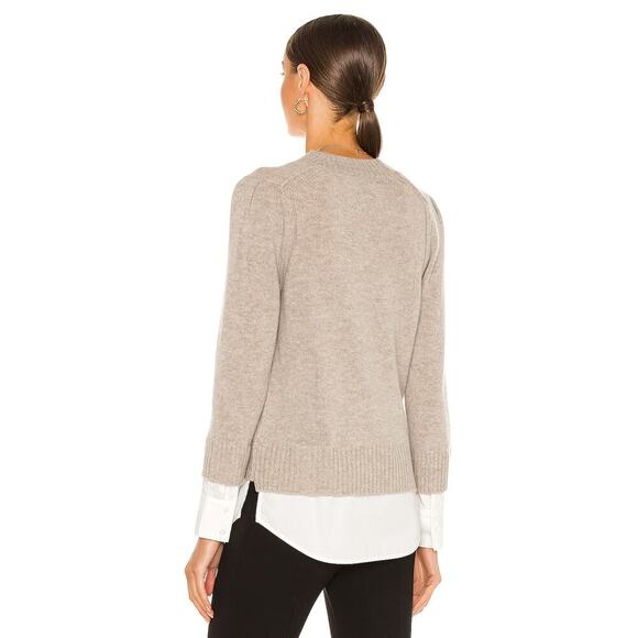 Brochu Walker Eton Layered Crew Looker Sweater Light Chia Melange / White Size L - Picture 3 of 8